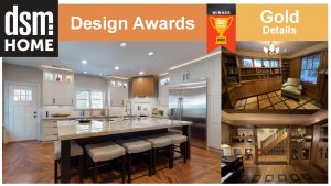 This white kitchen remodel with wood accents was a winner at the DSM Design Awards.